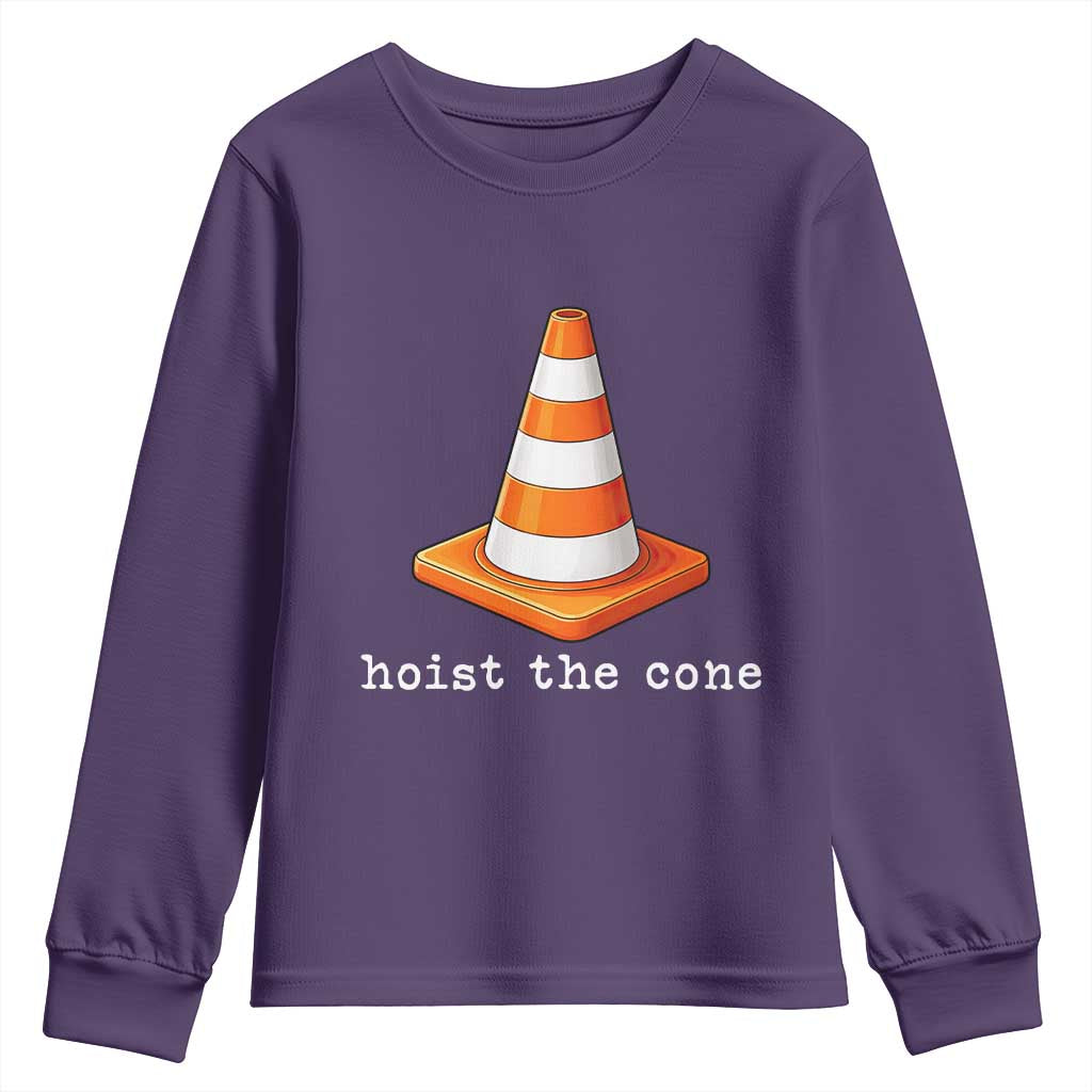 Minimalist Hoist The Cone Typography Youth Sweatshirt Funny Baseball Fan Pride Celebration IYKYK Meme