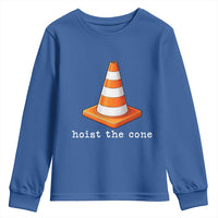 Minimalist Hoist The Cone Typography Youth Sweatshirt Funny Baseball Fan Pride Celebration IYKYK Meme