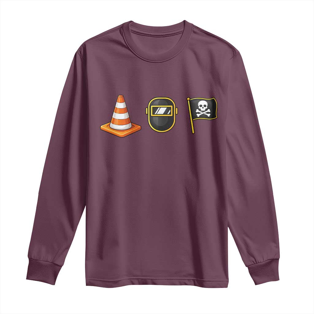 Pittsburgh Victory Icons Rebus Graphic IYKYK Meme Long Sleeve Shirt Hoist The Cone Welding Mask Jolly Roger Flag