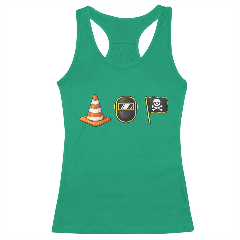 Pittsburgh Victory Icons Rebus Graphic IYKYK Meme Racerback Tank Top Hoist The Cone Welding Mask Jolly Roger Flag