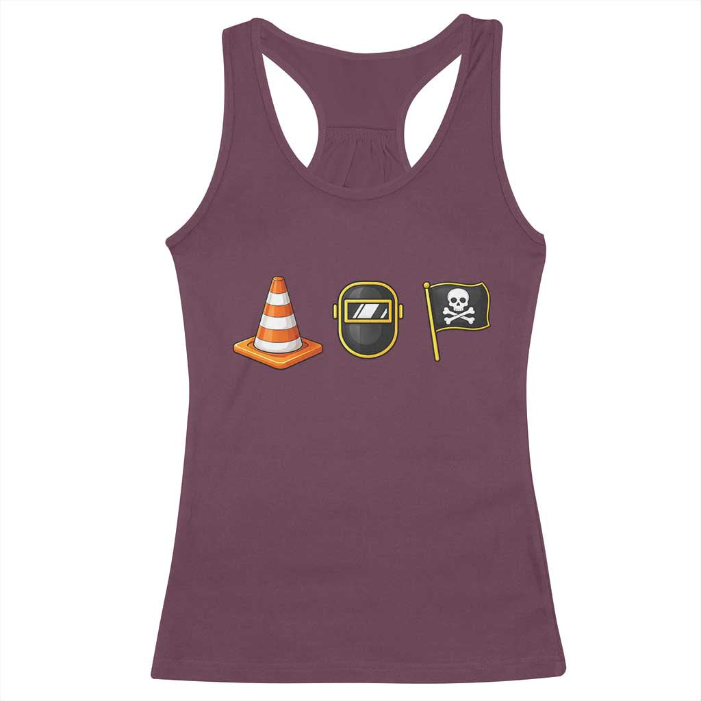 Pittsburgh Victory Icons Rebus Graphic IYKYK Meme Racerback Tank Top Hoist The Cone Welding Mask Jolly Roger Flag