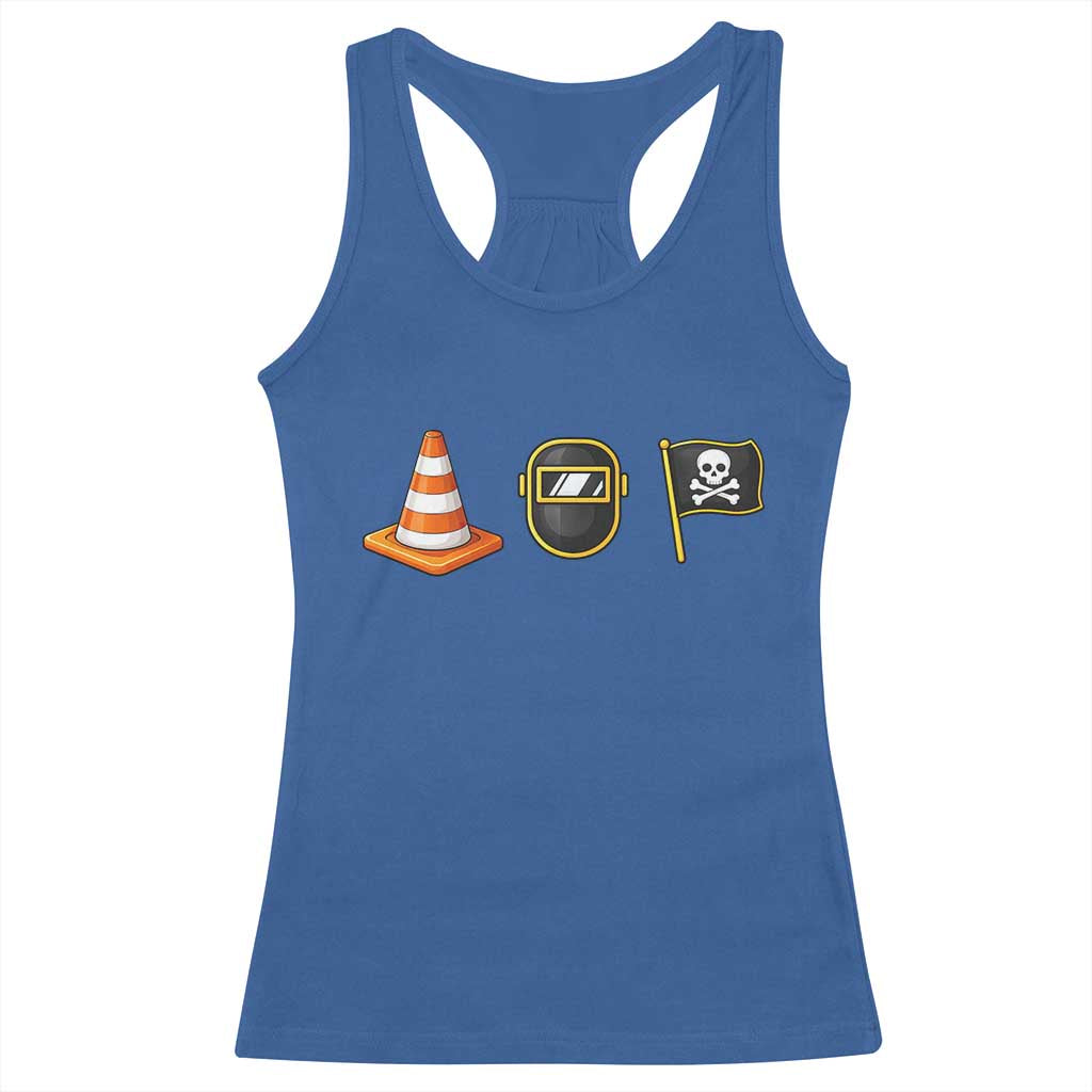 Pittsburgh Victory Icons Rebus Graphic IYKYK Meme Racerback Tank Top Hoist The Cone Welding Mask Jolly Roger Flag