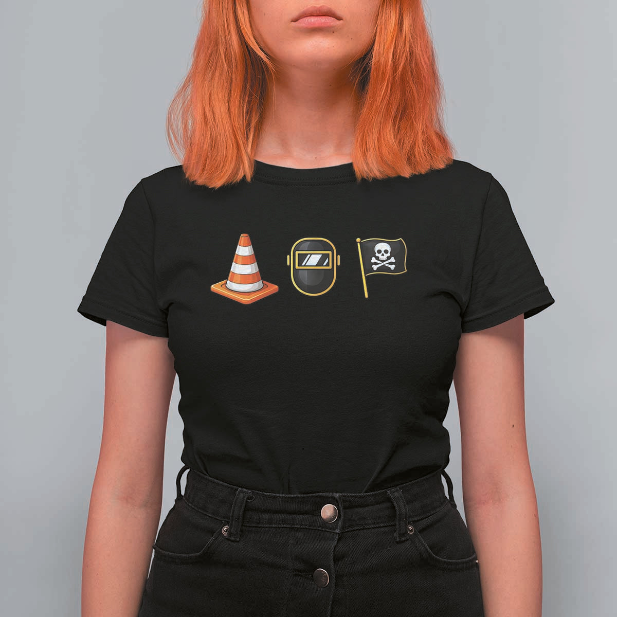Pittsburgh Victory Icons Rebus Graphic IYKYK Meme T Shirt For Women Hoist The Cone Welding Mask Jolly Roger Flag