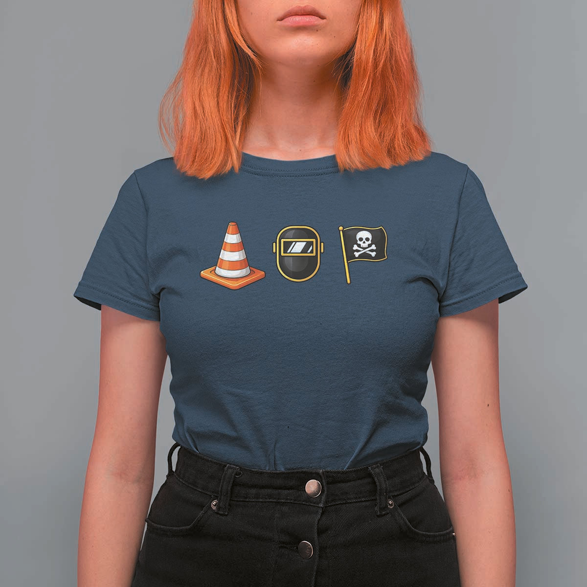 Pittsburgh Victory Icons Rebus Graphic IYKYK Meme T Shirt For Women Hoist The Cone Welding Mask Jolly Roger Flag