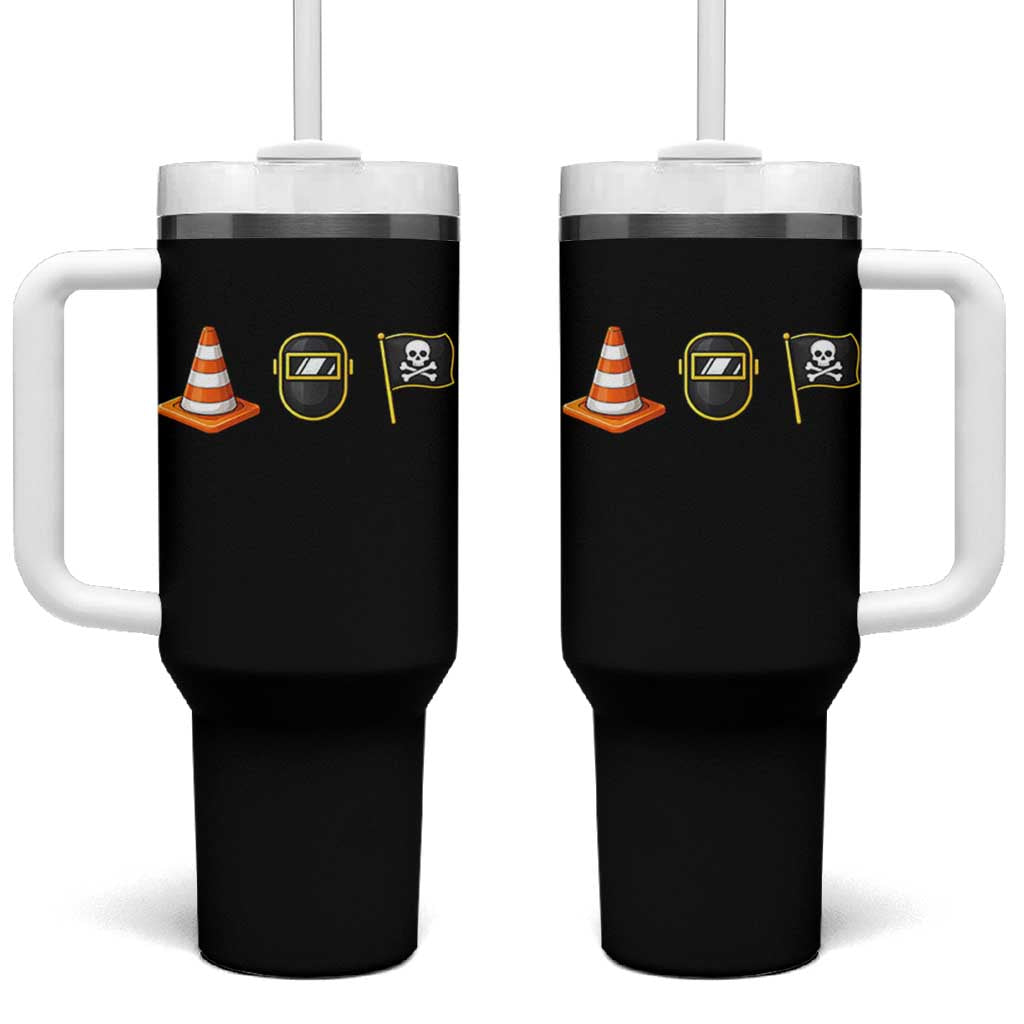 Pittsburgh Victory Icons Rebus Graphic IYKYK Meme Tumbler With Handle Hoist The Cone Welding Mask Jolly Roger Flag