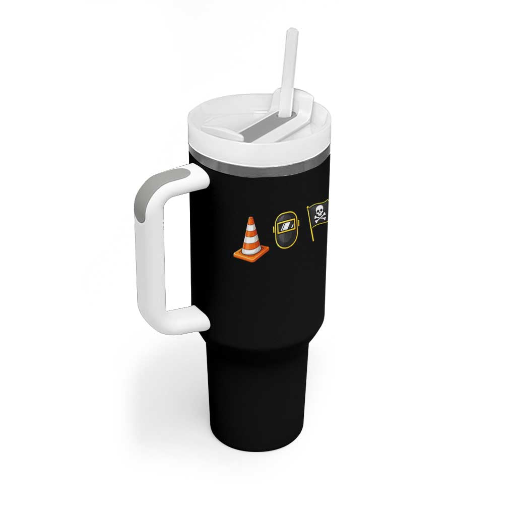 Pittsburgh Victory Icons Rebus Graphic IYKYK Meme Tumbler With Handle Hoist The Cone Welding Mask Jolly Roger Flag