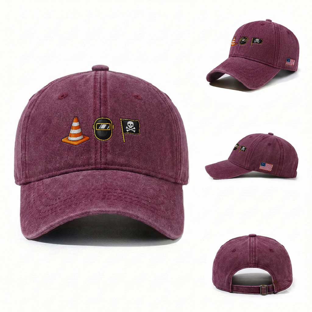 Pittsburgh Victory Icons Rebus Graphic IYKYK Meme Washed Cotton Baseball Cap Hoist The Cone Welding Mask Jolly Roger Flag