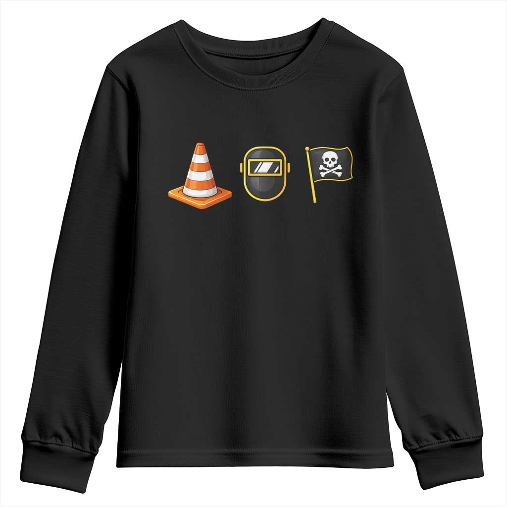 Pittsburgh Victory Icons Rebus Graphic IYKYK Meme Youth Sweatshirt Hoist The Cone Welding Mask Jolly Roger Flag