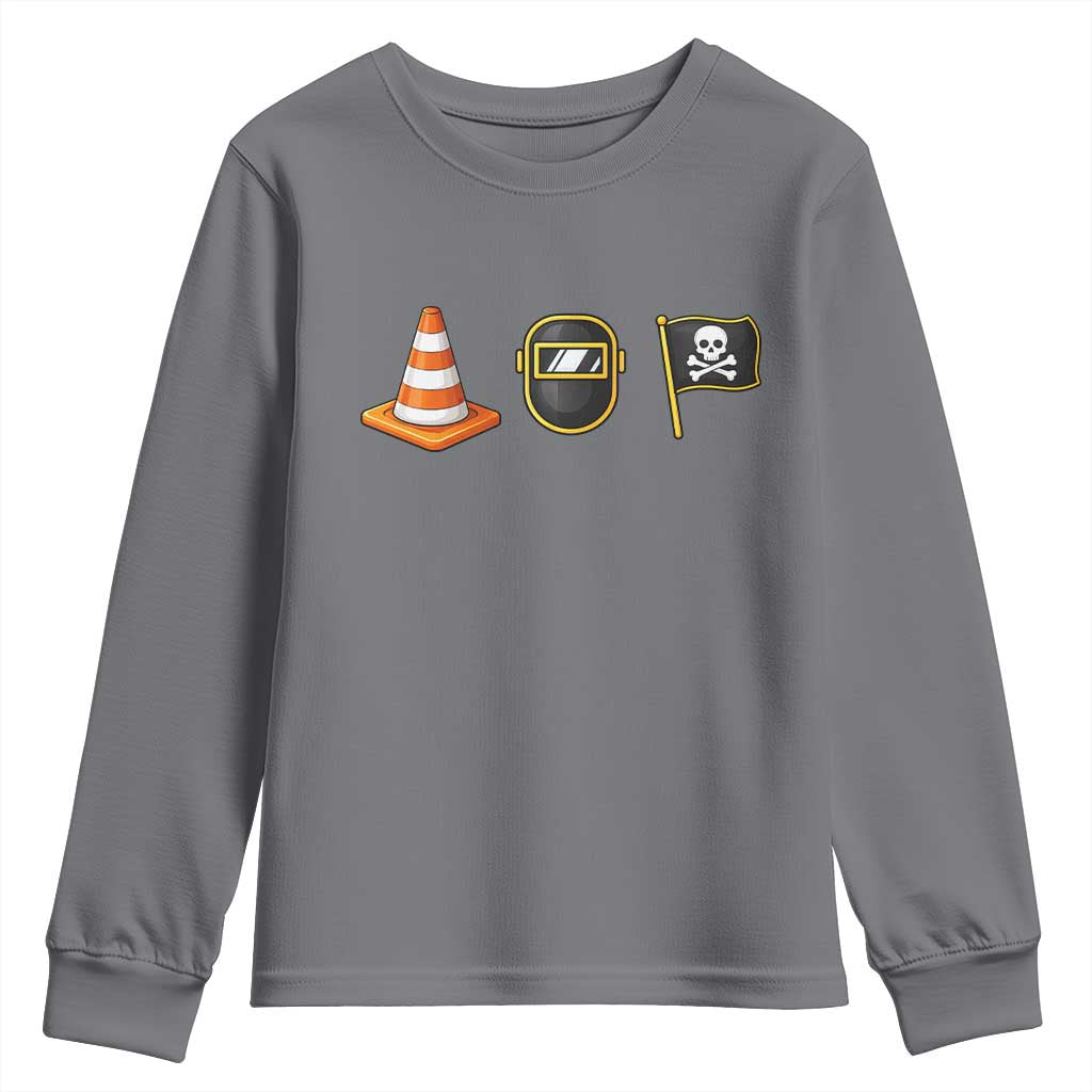 Pittsburgh Victory Icons Rebus Graphic IYKYK Meme Youth Sweatshirt Hoist The Cone Welding Mask Jolly Roger Flag