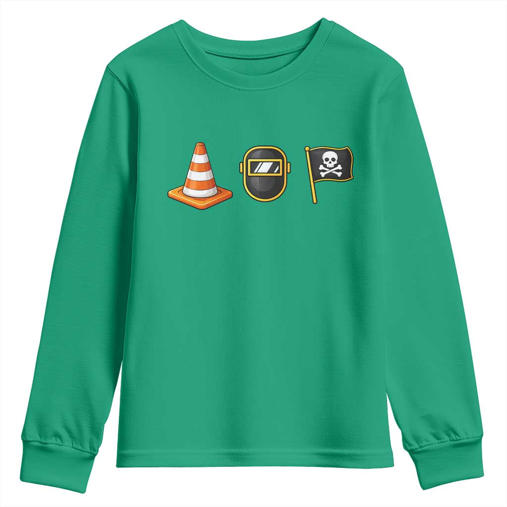 Pittsburgh Victory Icons Rebus Graphic IYKYK Meme Youth Sweatshirt Hoist The Cone Welding Mask Jolly Roger Flag