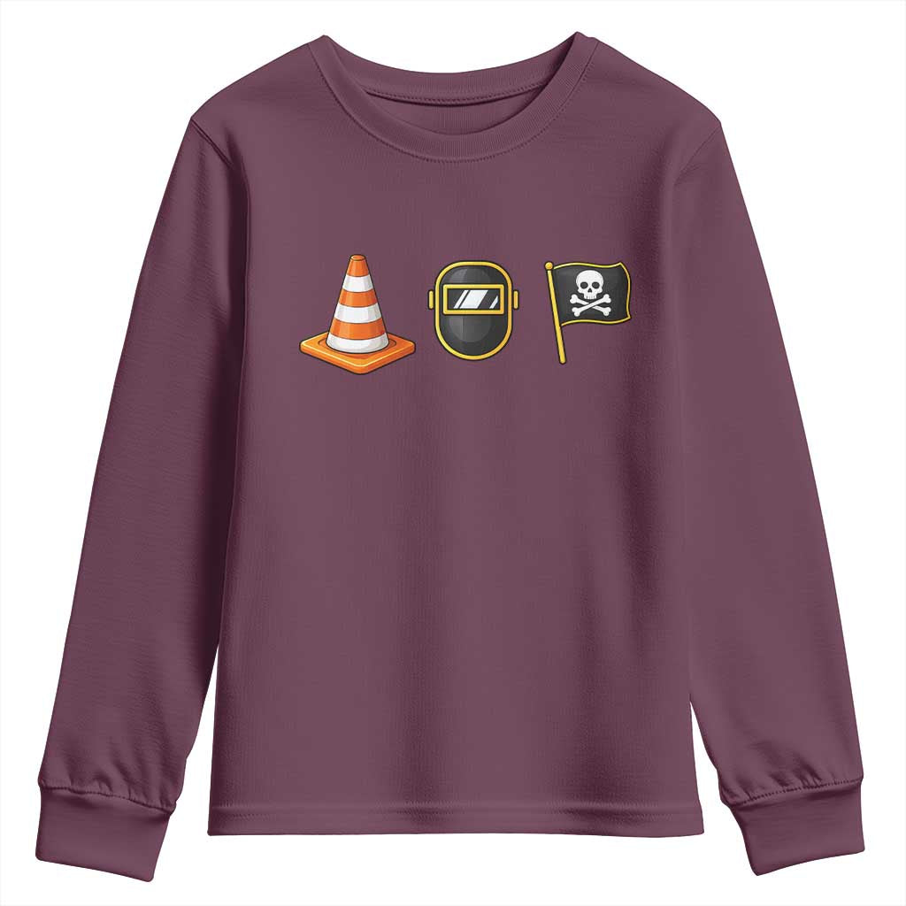 Pittsburgh Victory Icons Rebus Graphic IYKYK Meme Youth Sweatshirt Hoist The Cone Welding Mask Jolly Roger Flag