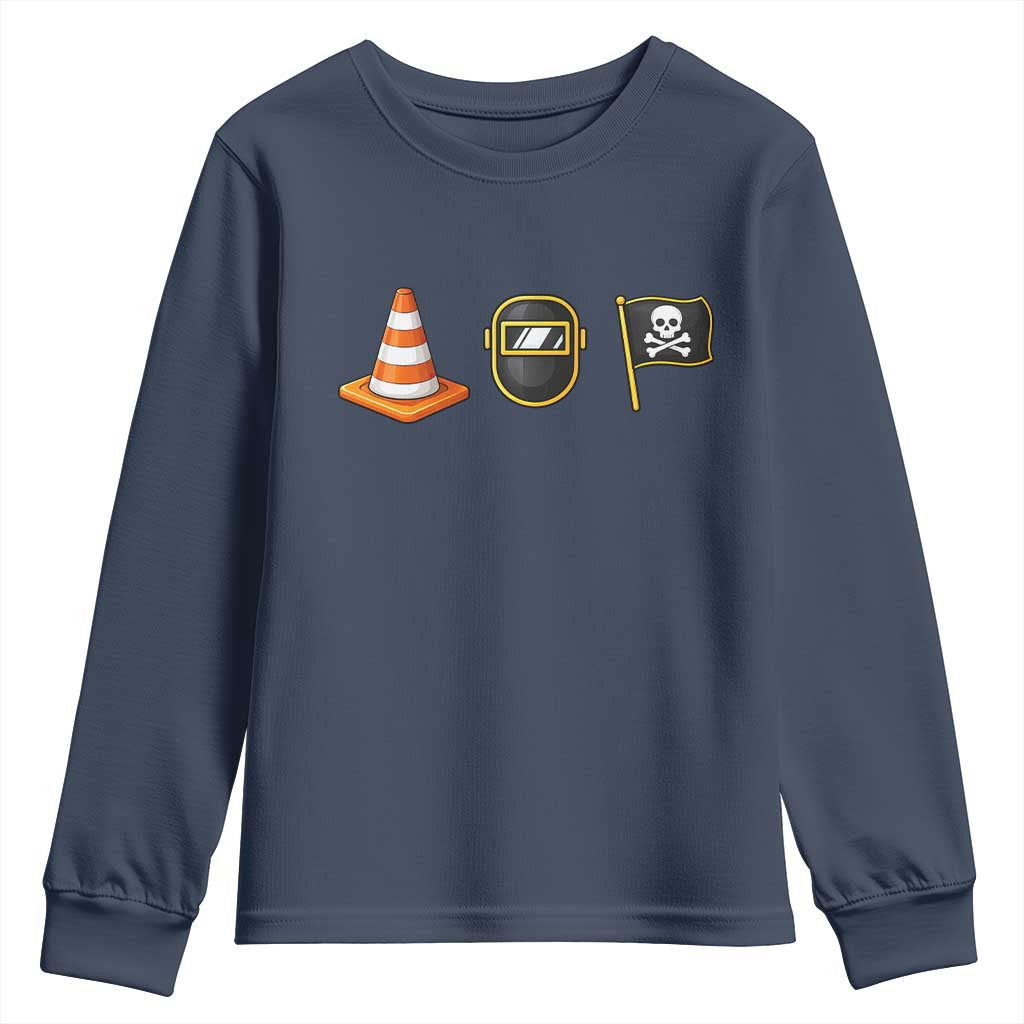Pittsburgh Victory Icons Rebus Graphic IYKYK Meme Youth Sweatshirt Hoist The Cone Welding Mask Jolly Roger Flag