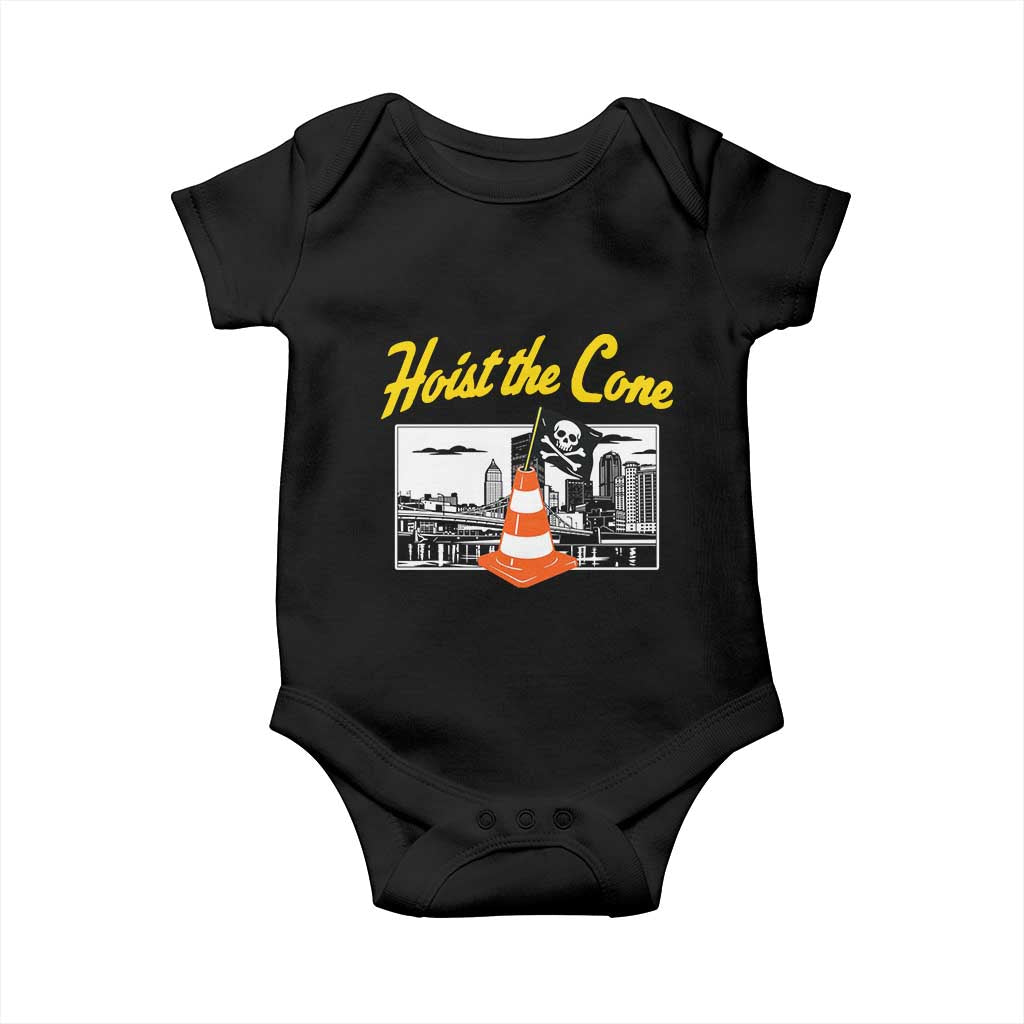 Pittsburgh Skyline Victory Hoist The Cone Meme Baby Onesie Funny Sports Fan Celebration