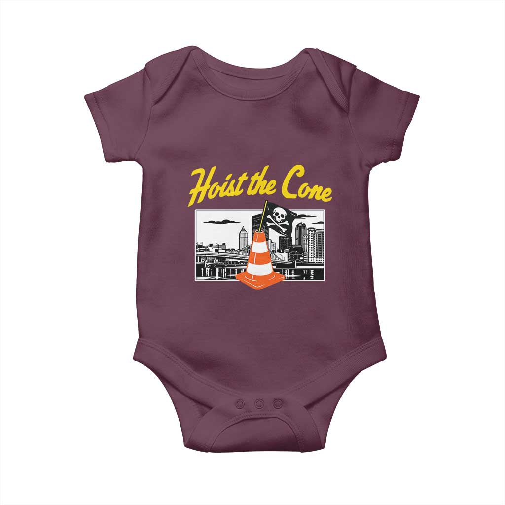 Pittsburgh Skyline Victory Hoist The Cone Meme Baby Onesie Funny Sports Fan Celebration