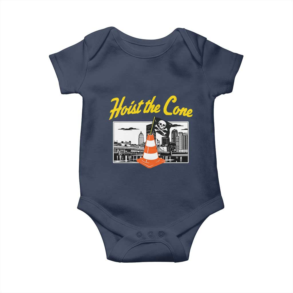 Pittsburgh Skyline Victory Hoist The Cone Meme Baby Onesie Funny Sports Fan Celebration