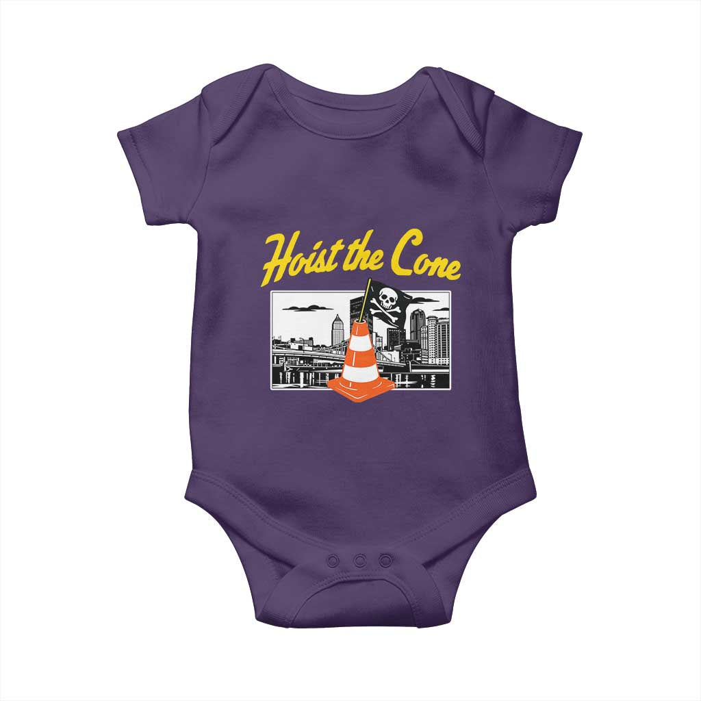 Pittsburgh Skyline Victory Hoist The Cone Meme Baby Onesie Funny Sports Fan Celebration