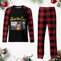 Pittsburgh Skyline Victory Hoist The Cone Meme Plaid Pajama Set Funny Sports Fan Celebration