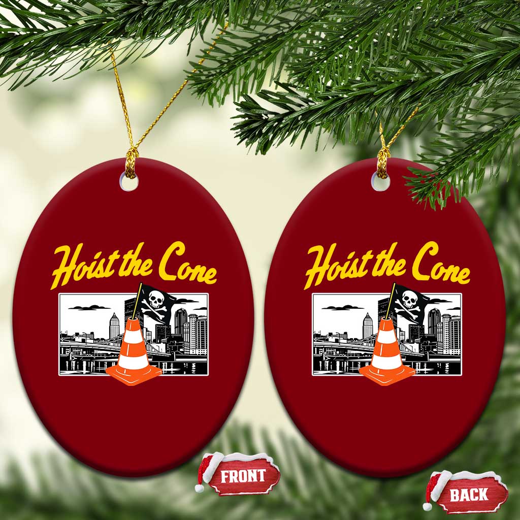 Pittsburgh Skyline Victory Hoist The Cone Meme Ceramic Ornament Funny Sports Fan Celebration