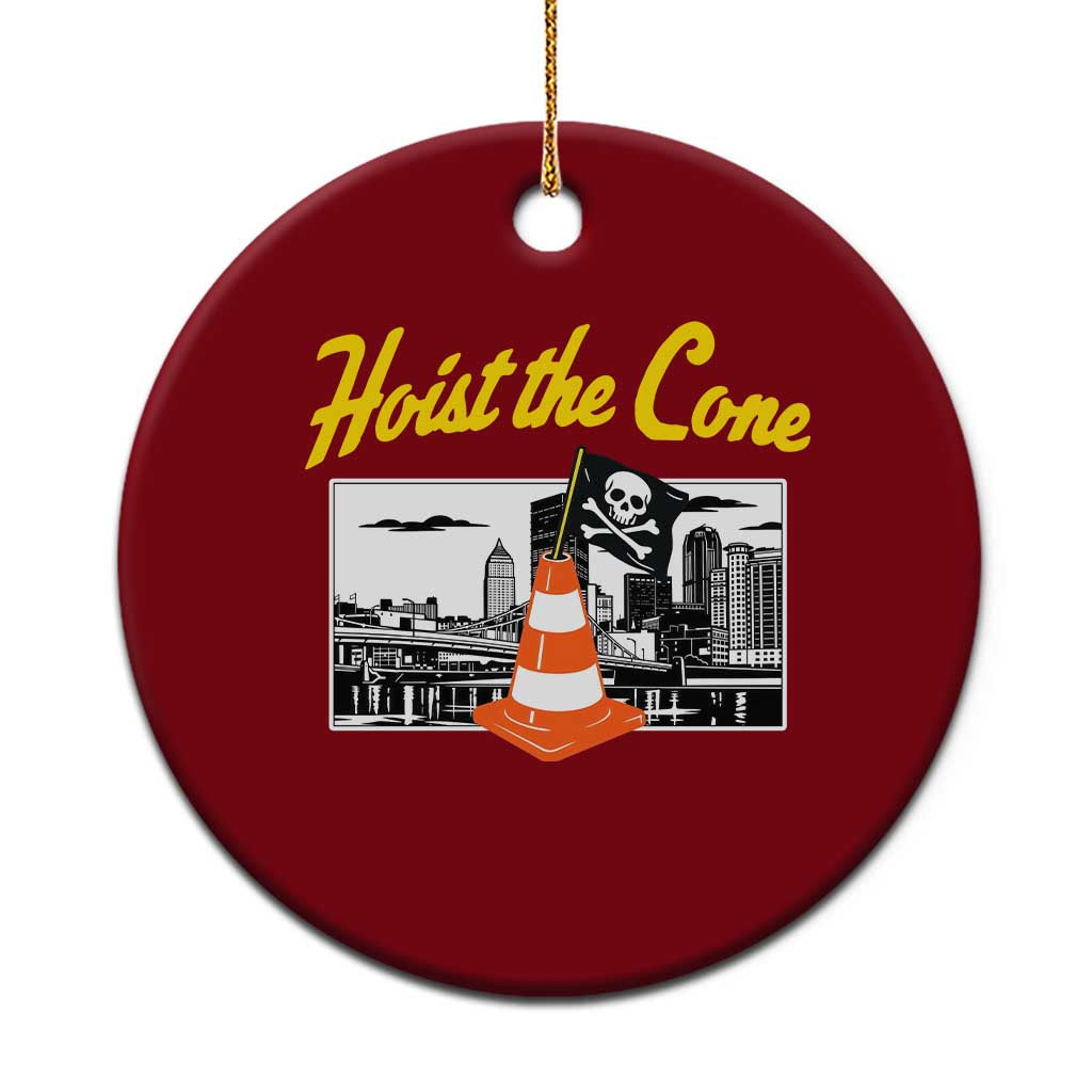 Pittsburgh Skyline Victory Hoist The Cone Meme Ceramic Ornament Funny Sports Fan Celebration