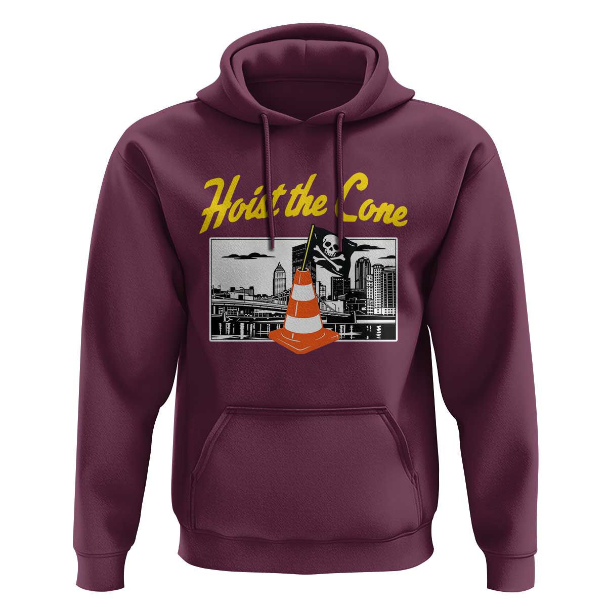 Pittsburgh Skyline Victory Hoist The Cone Meme Hoodie Funny Sports Fan Celebration