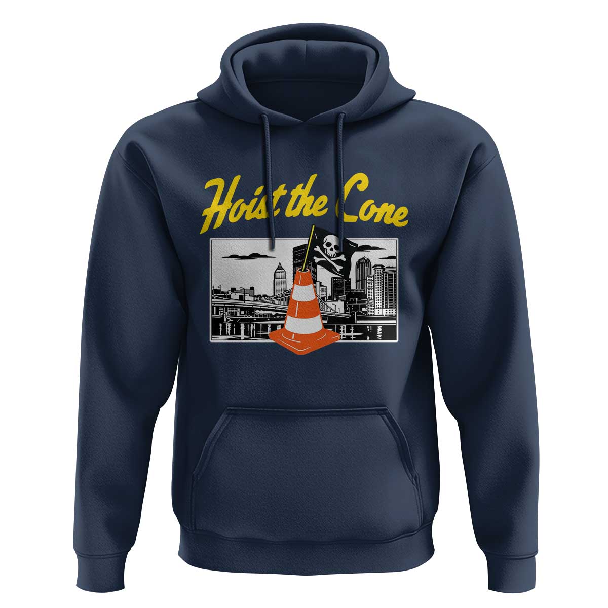 Pittsburgh Skyline Victory Hoist The Cone Meme Hoodie Funny Sports Fan Celebration