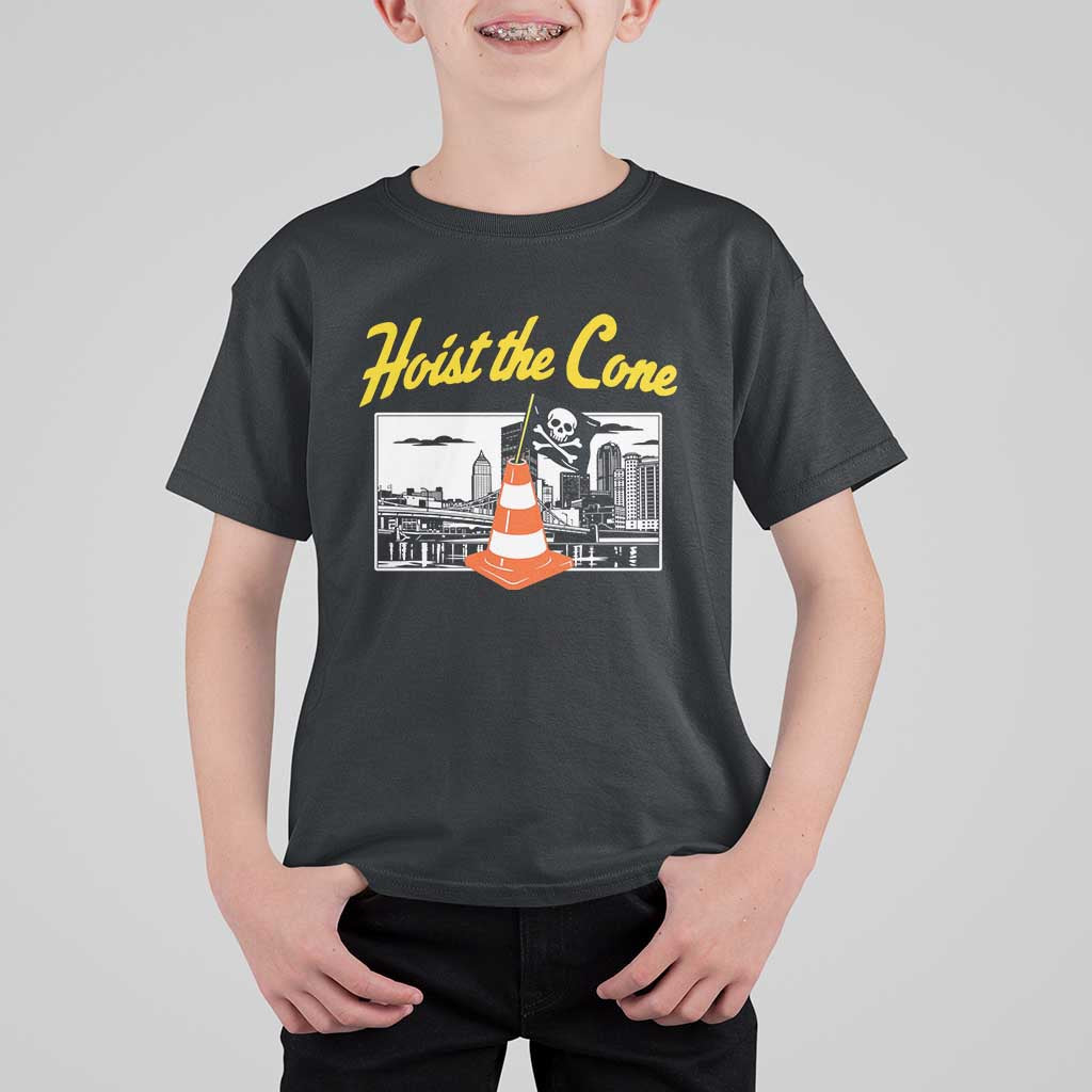 Pittsburgh Skyline Victory Hoist The Cone Meme T Shirt For Kid Funny Sports Fan Celebration