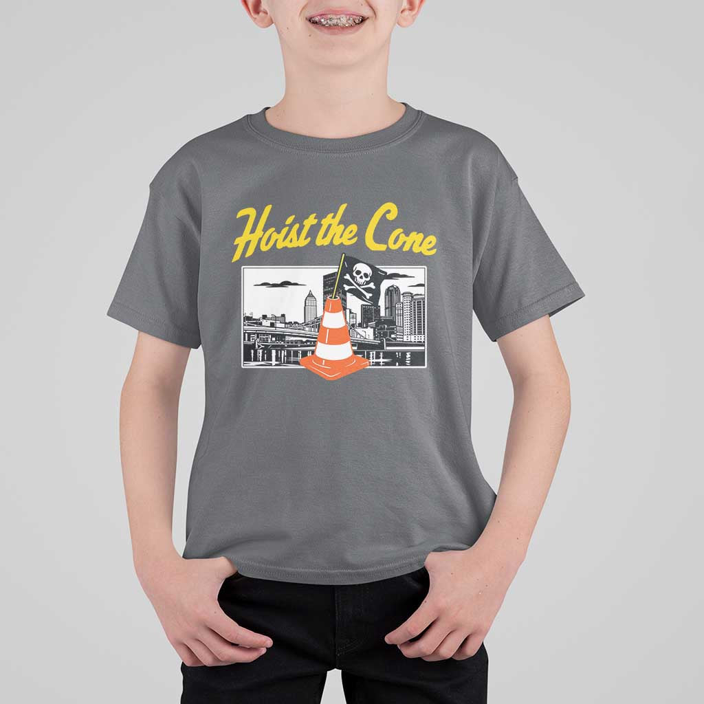Pittsburgh Skyline Victory Hoist The Cone Meme T Shirt For Kid Funny Sports Fan Celebration