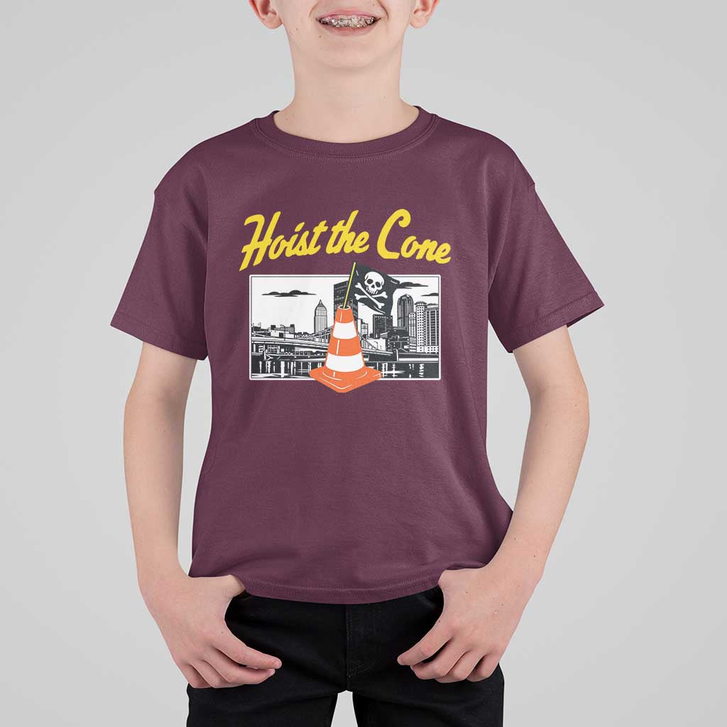 Pittsburgh Skyline Victory Hoist The Cone Meme T Shirt For Kid Funny Sports Fan Celebration