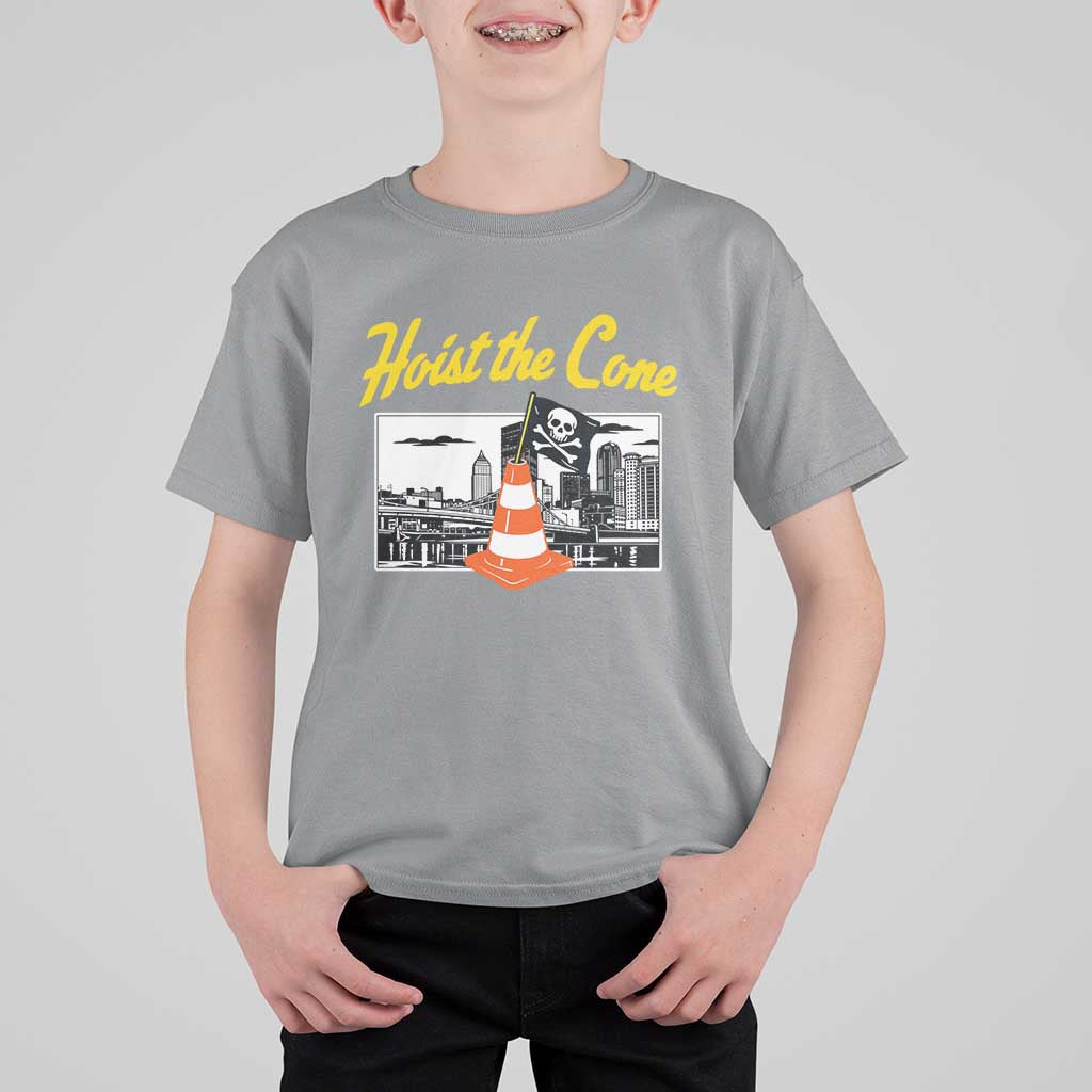 Pittsburgh Skyline Victory Hoist The Cone Meme T Shirt For Kid Funny Sports Fan Celebration