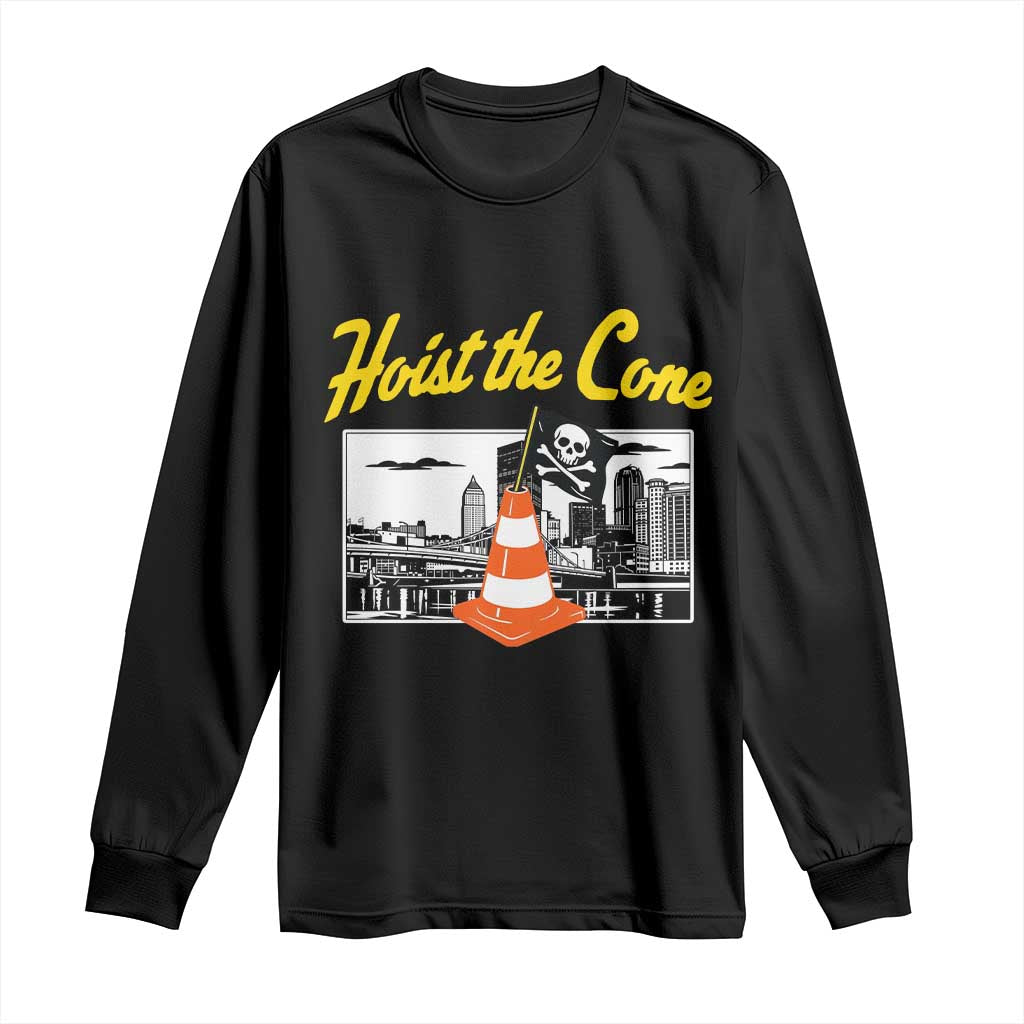 Pittsburgh Skyline Victory Hoist The Cone Meme Long Sleeve Shirt Funny Sports Fan Celebration