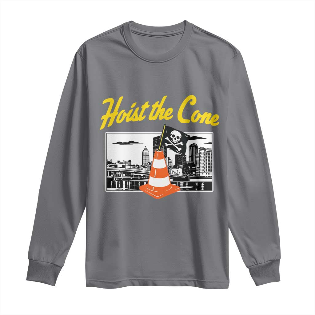 Pittsburgh Skyline Victory Hoist The Cone Meme Long Sleeve Shirt Funny Sports Fan Celebration