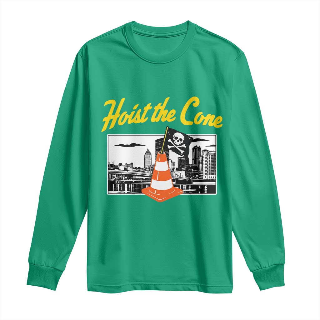 Pittsburgh Skyline Victory Hoist The Cone Meme Long Sleeve Shirt Funny Sports Fan Celebration