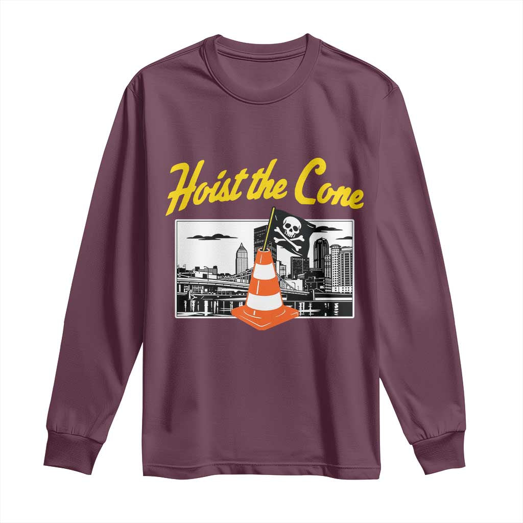 Pittsburgh Skyline Victory Hoist The Cone Meme Long Sleeve Shirt Funny Sports Fan Celebration