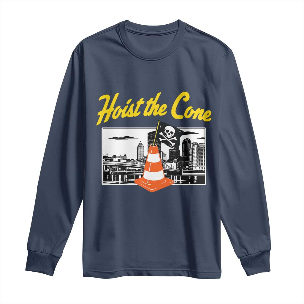 Pittsburgh Skyline Victory Hoist The Cone Meme Long Sleeve Shirt Funny Sports Fan Celebration