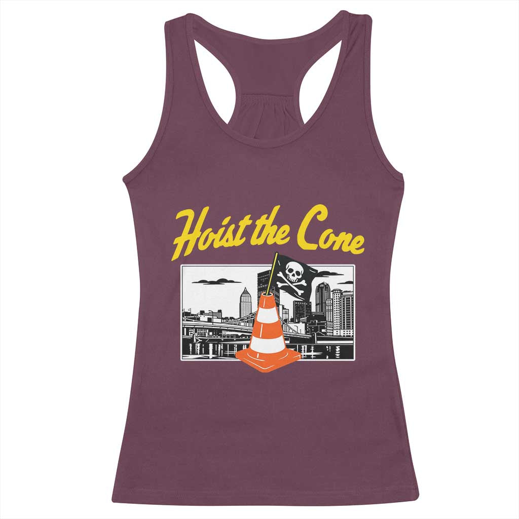 Pittsburgh Skyline Victory Hoist The Cone Meme Racerback Tank Top Funny Sports Fan Celebration