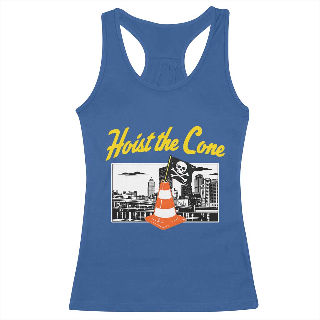 Pittsburgh Skyline Victory Hoist The Cone Meme Racerback Tank Top Funny Sports Fan Celebration