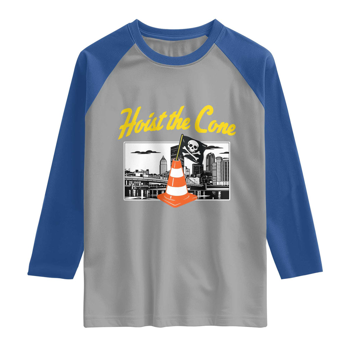 Pittsburgh Skyline Victory Hoist The Cone Meme Raglan Shirt Funny Sports Fan Celebration