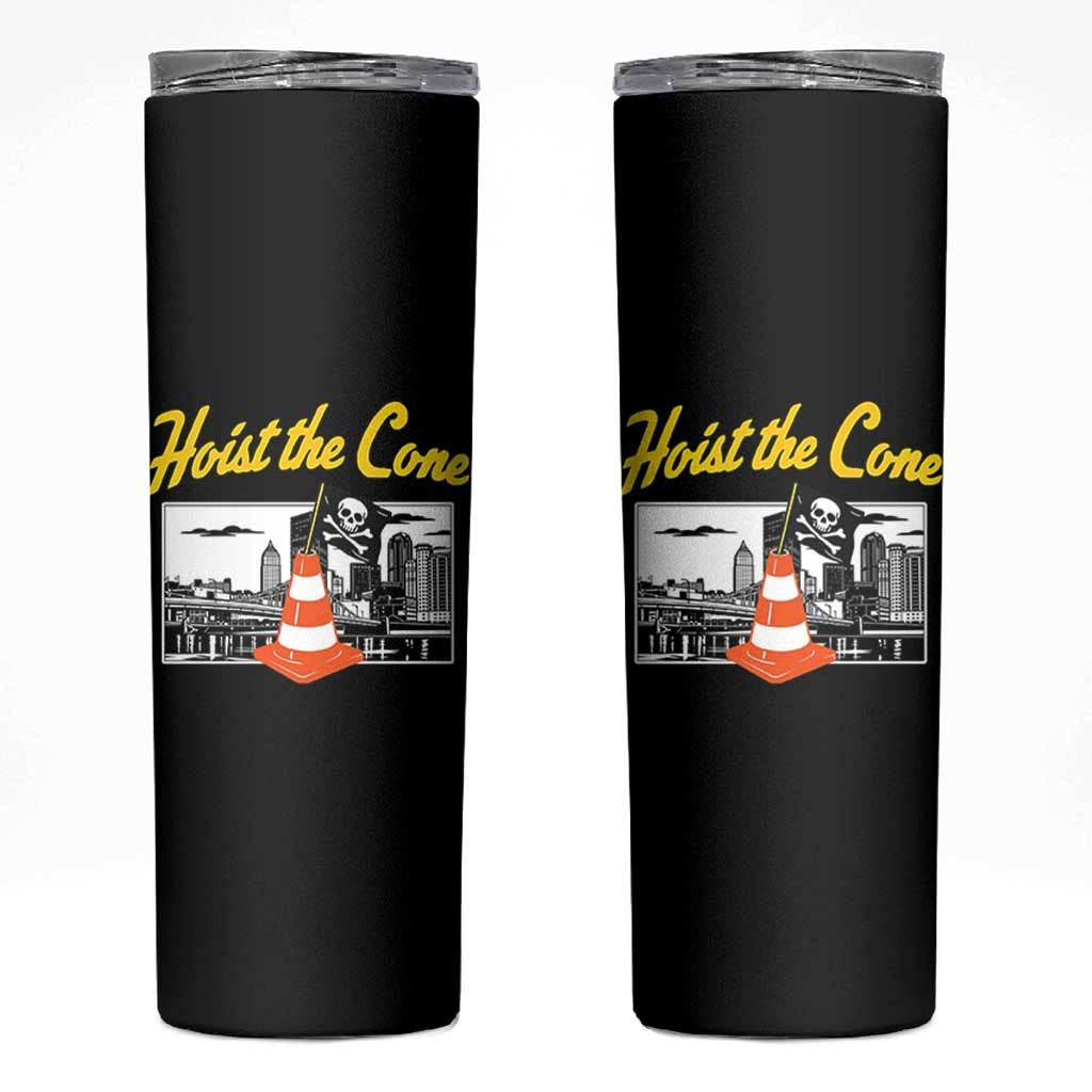 Pittsburgh Skyline Victory Hoist The Cone Meme Skinny Tumbler Funny Sports Fan Celebration