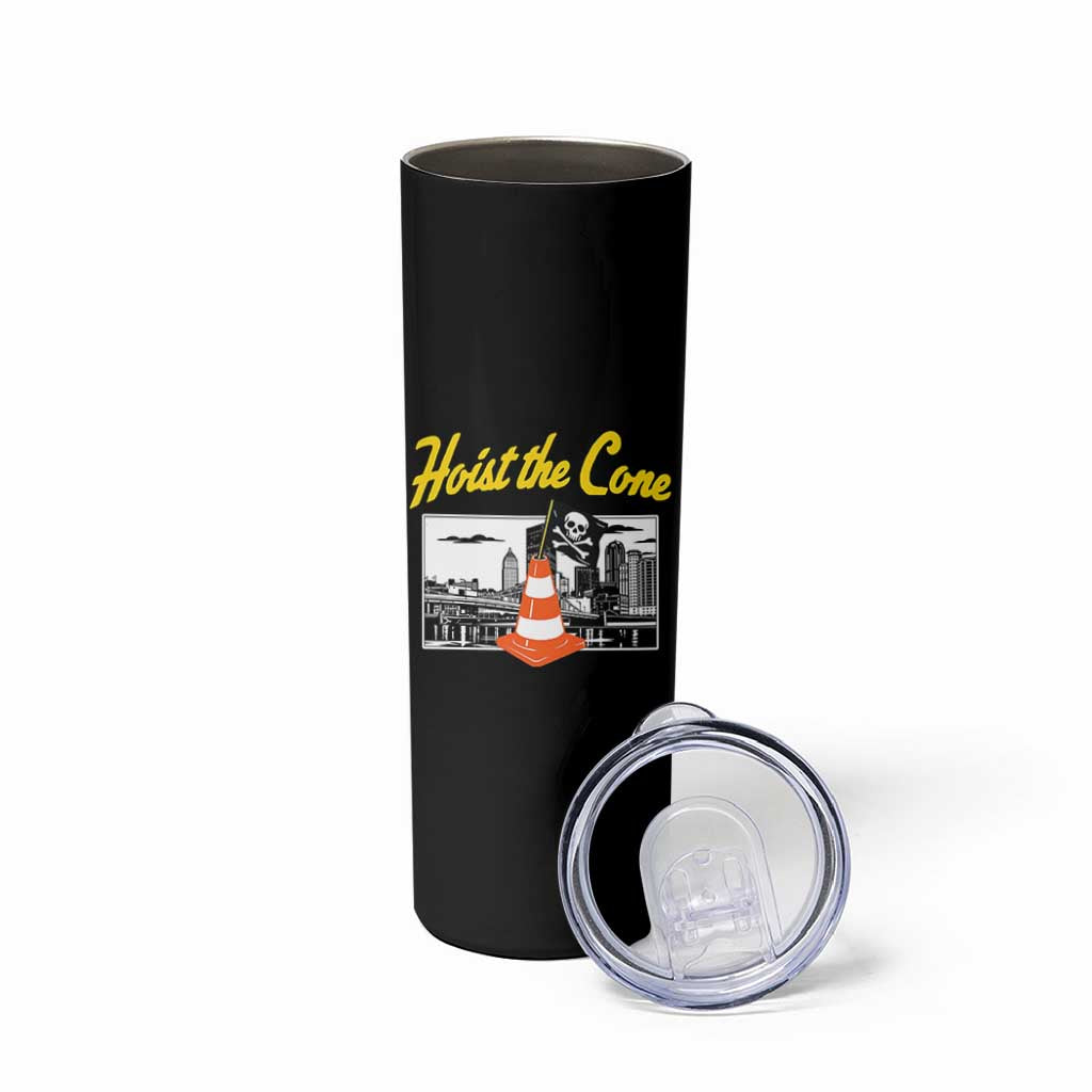 Pittsburgh Skyline Victory Hoist The Cone Meme Skinny Tumbler Funny Sports Fan Celebration