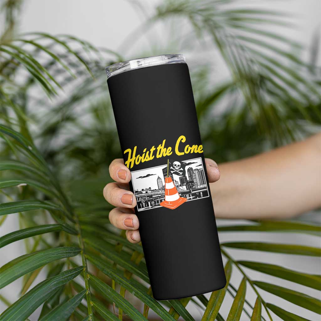 Pittsburgh Skyline Victory Hoist The Cone Meme Skinny Tumbler Funny Sports Fan Celebration