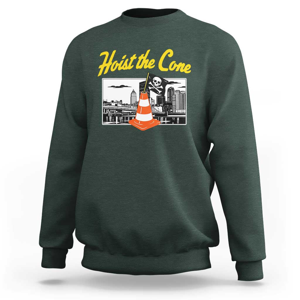 Pittsburgh Skyline Victory Hoist The Cone Meme Sweatshirt Funny Sports Fan Celebration