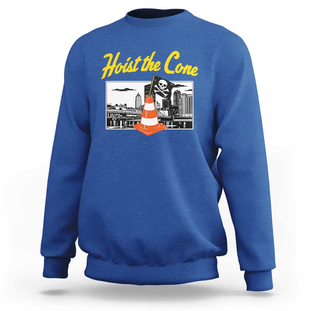 Pittsburgh Skyline Victory Hoist The Cone Meme Sweatshirt Funny Sports Fan Celebration