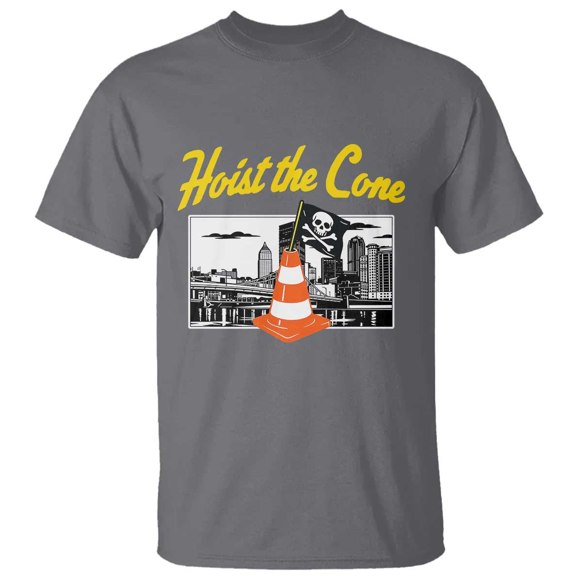 Pittsburgh Skyline Victory Hoist The Cone Meme T Shirt Funny Sports Fan Celebration