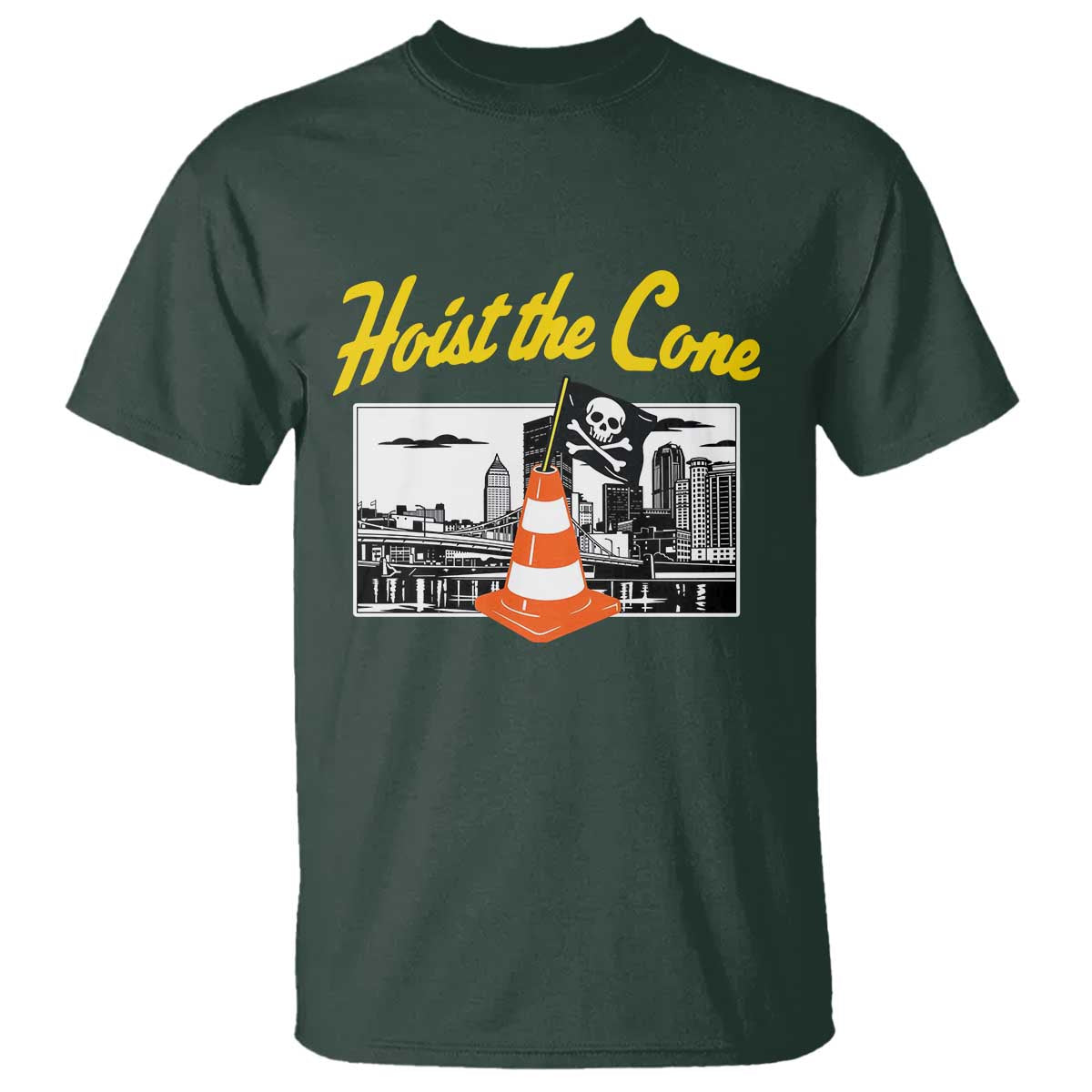 Pittsburgh Skyline Victory Hoist The Cone Meme T Shirt Funny Sports Fan Celebration