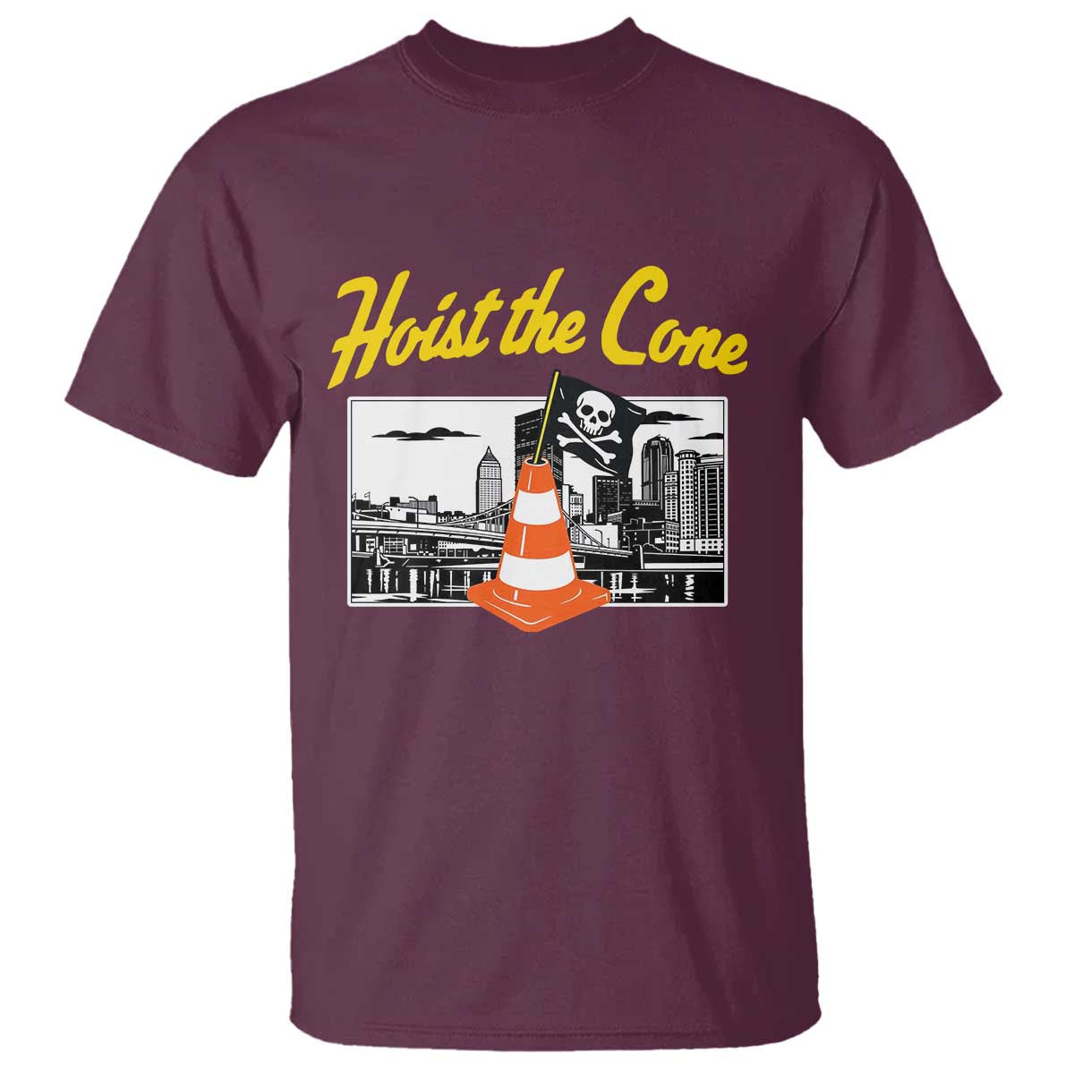 Pittsburgh Skyline Victory Hoist The Cone Meme T Shirt Funny Sports Fan Celebration