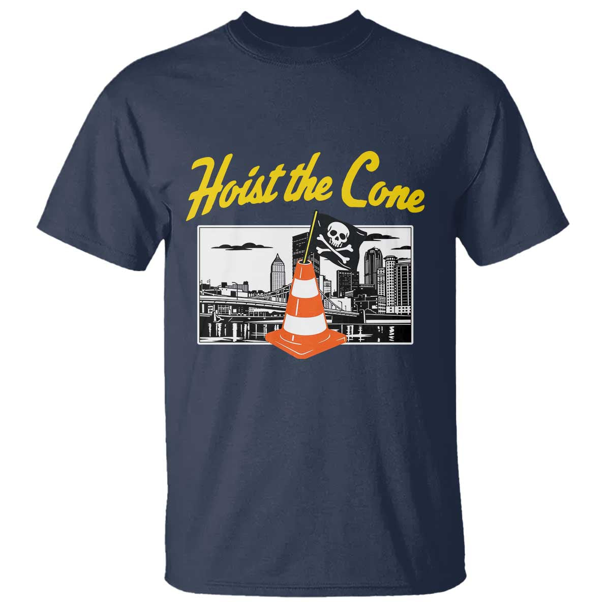 Pittsburgh Skyline Victory Hoist The Cone Meme T Shirt Funny Sports Fan Celebration