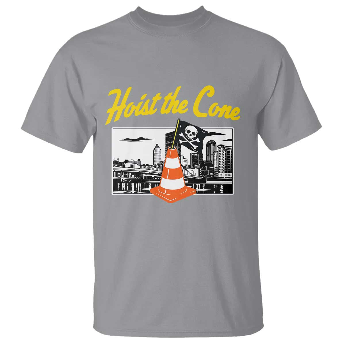 Pittsburgh Skyline Victory Hoist The Cone Meme T Shirt Funny Sports Fan Celebration