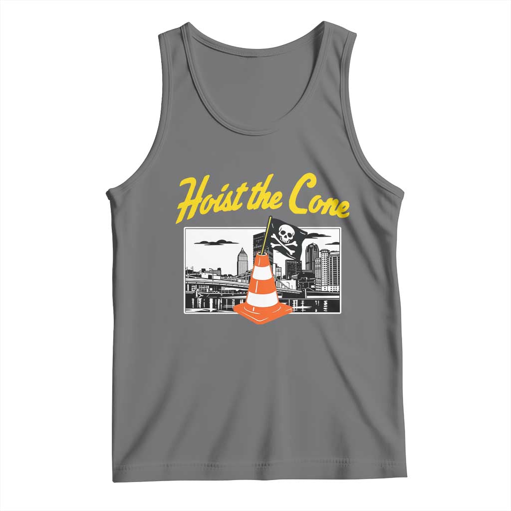 Pittsburgh Skyline Victory Hoist The Cone Meme Tank Top Funny Sports Fan Celebration