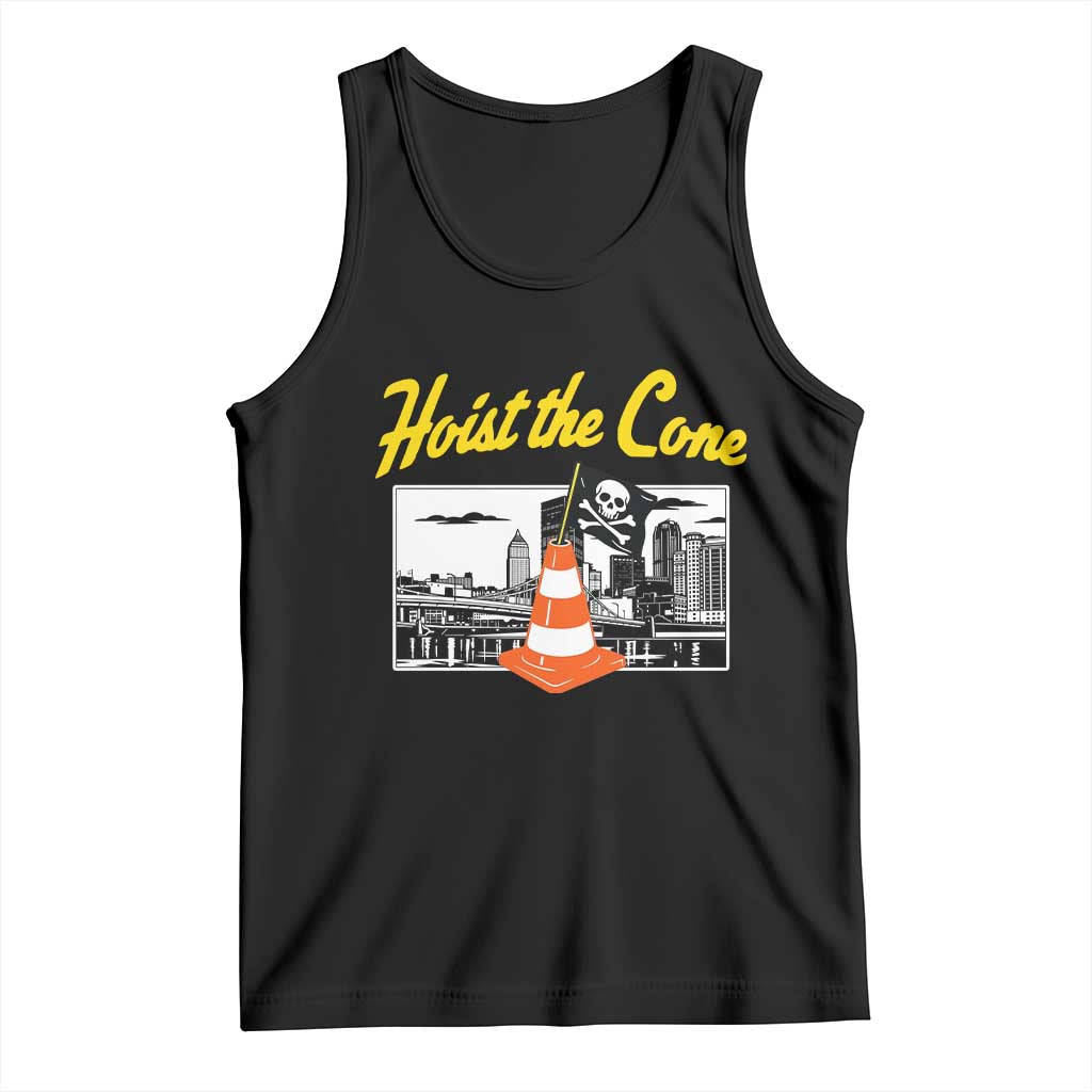 Pittsburgh Skyline Victory Hoist The Cone Meme Tank Top Funny Sports Fan Celebration