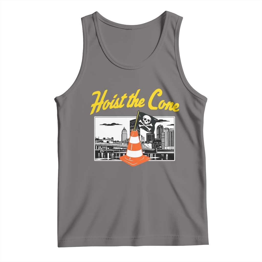 Pittsburgh Skyline Victory Hoist The Cone Meme Tank Top Funny Sports Fan Celebration